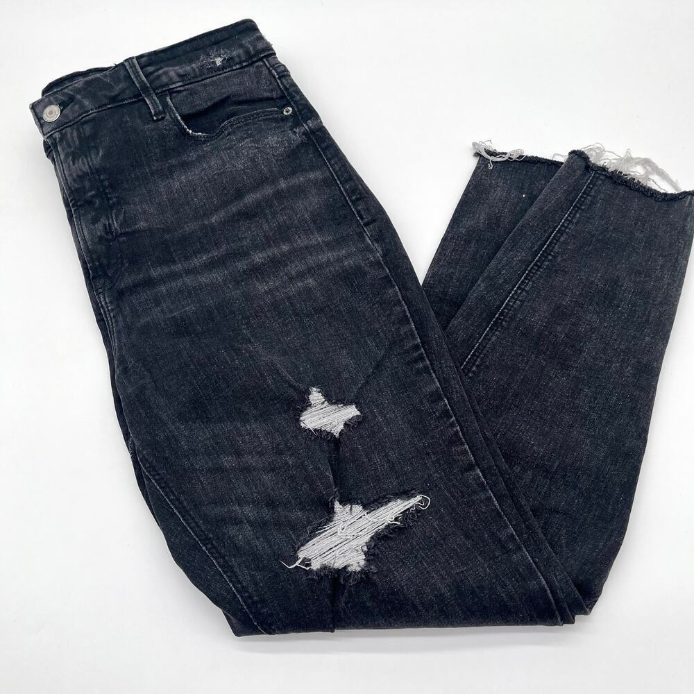 OLD NAVY Black Jeans, Distressed  High Rise Skinny, Size 14